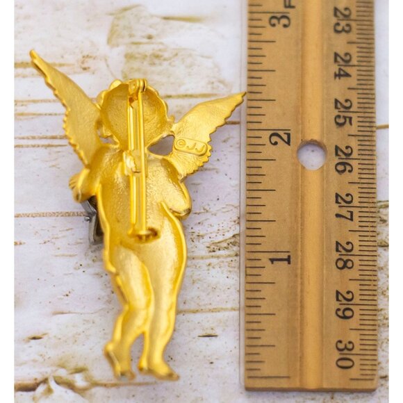 Vintage Gold Tone Angel Silver Tone Star Bead Brooch by JJ - BR1 - Picture 3 of 3